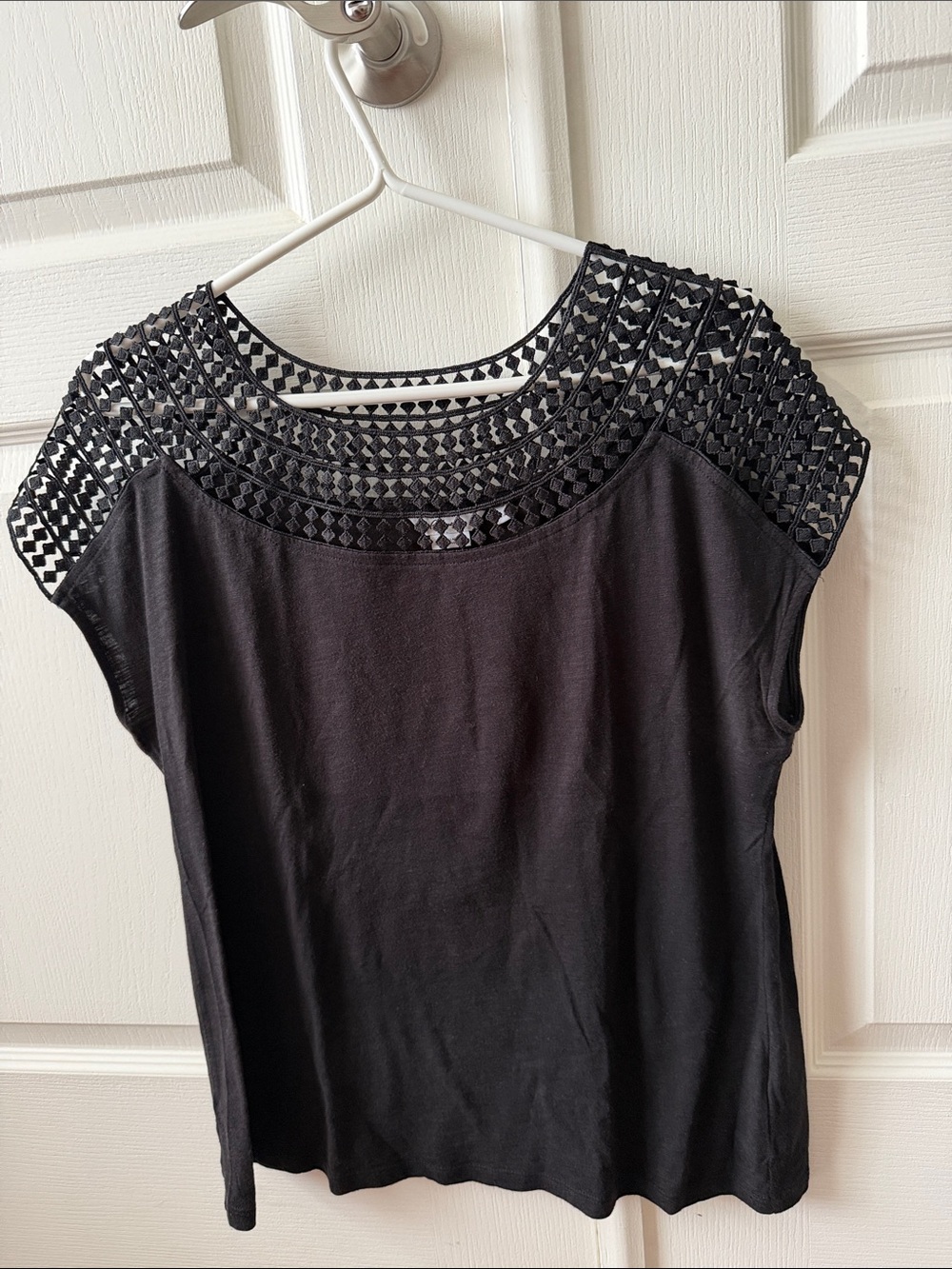 Reitmans Black Crochet Yoke Camisole-Style Top